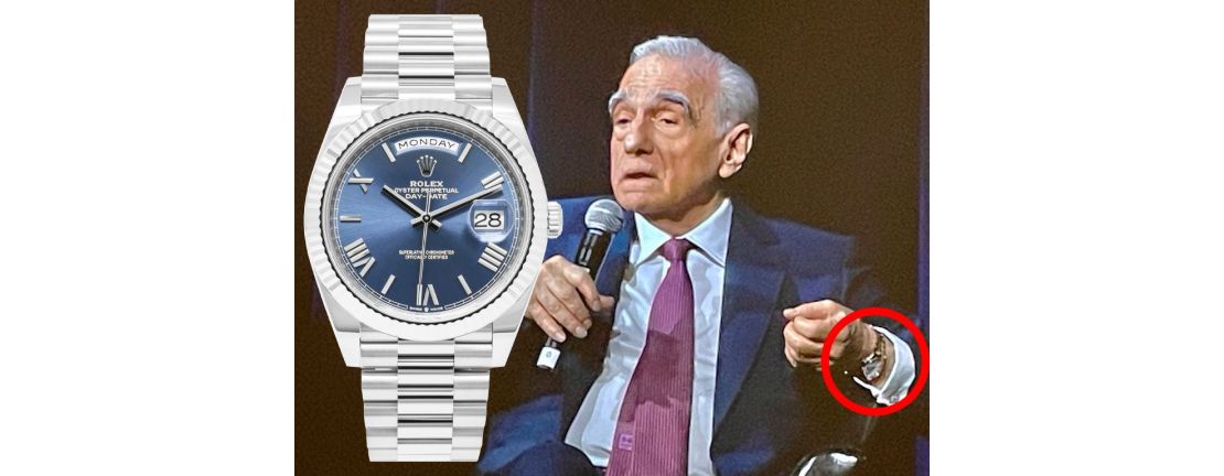 Martin Scorsese wearing a Rolex Day-Date in Killers of the Flower Moon