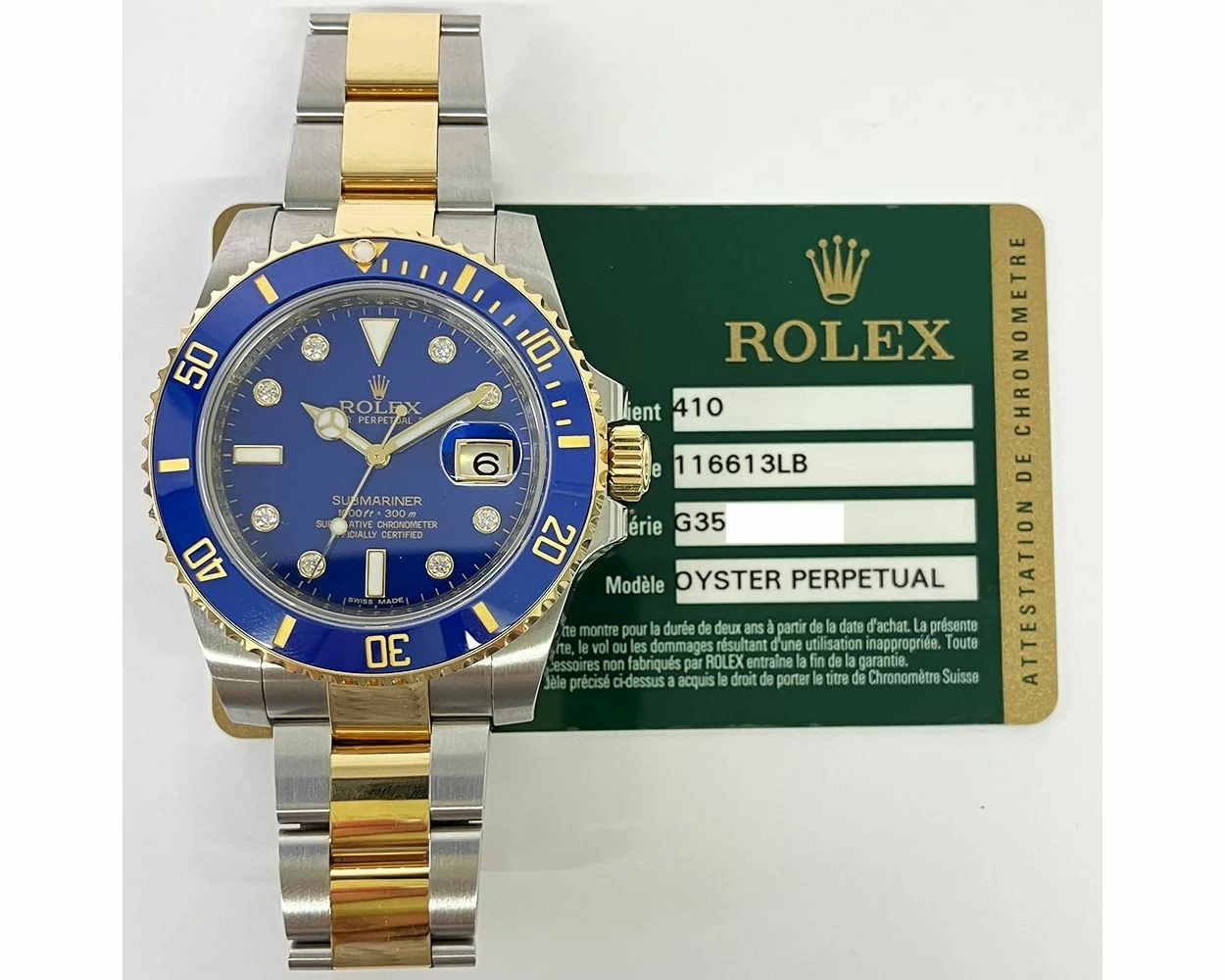 Rolex Submariner Date Blue Diamond Dial Steel Gold 116613LB