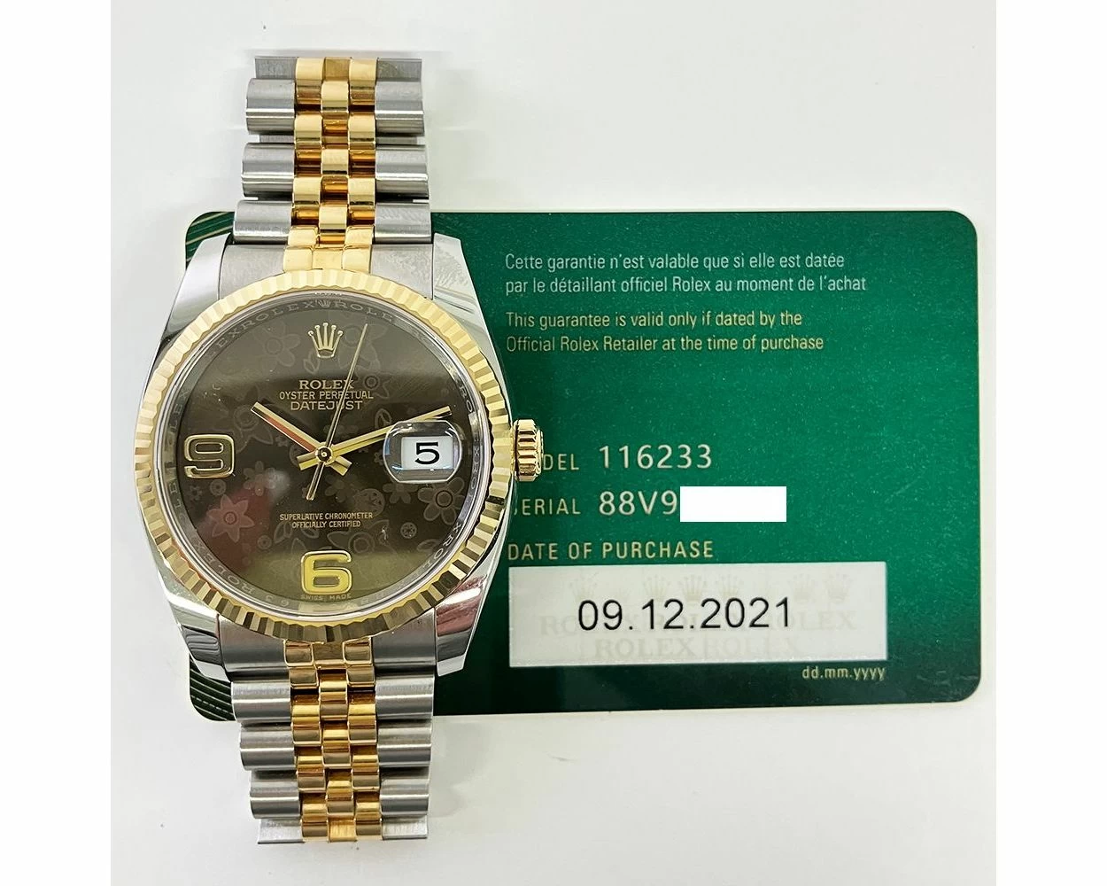 Buy Genuine Used Rolex Datejust 36 116233 Watch Bronze Floral