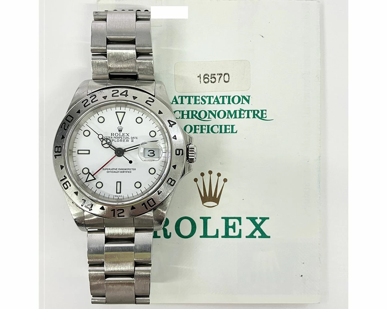 1999 Rolex Explorer II 16570 40mm Steel White Polar Dial Box Papers