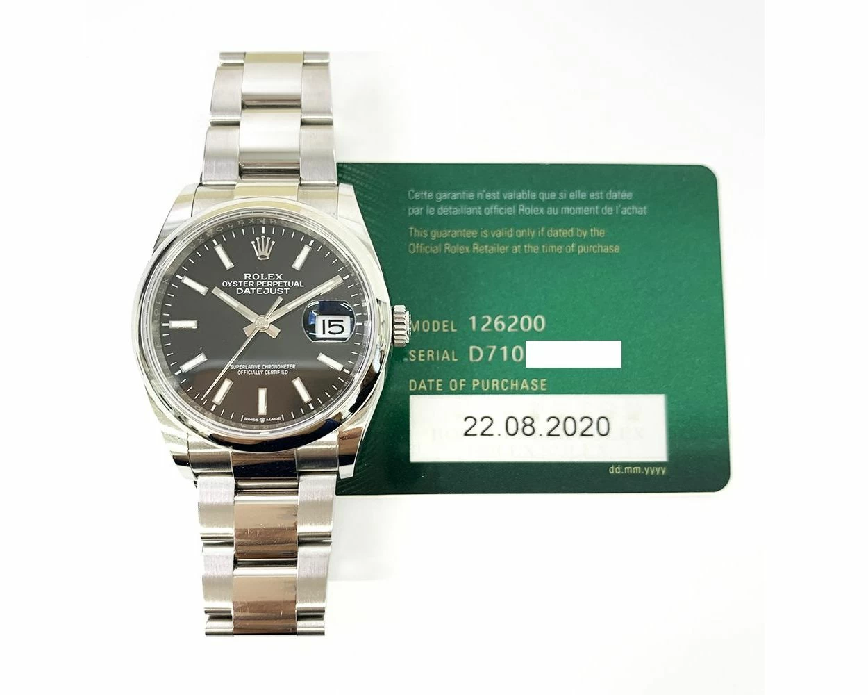 Rolex Datejust 36 Bright Black Index Steel 126200