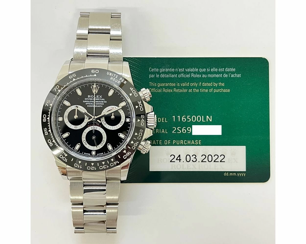 Buy Genuine Used Rolex Cosmograph Daytona 116500LN Watch Black Dial SKU 8084
