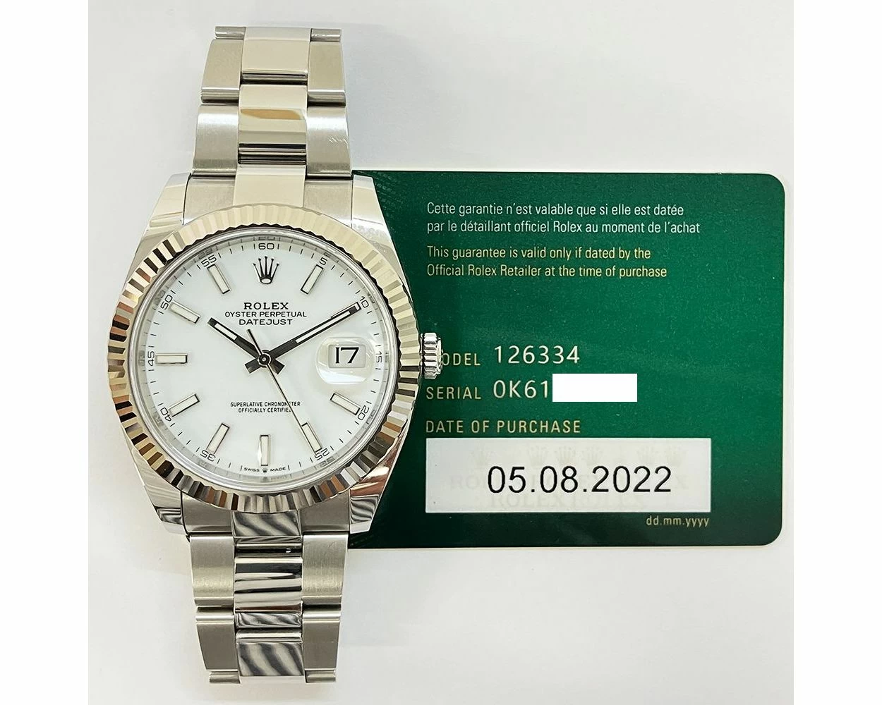Rolex datejust 41 best sale white dial fluted bezel
