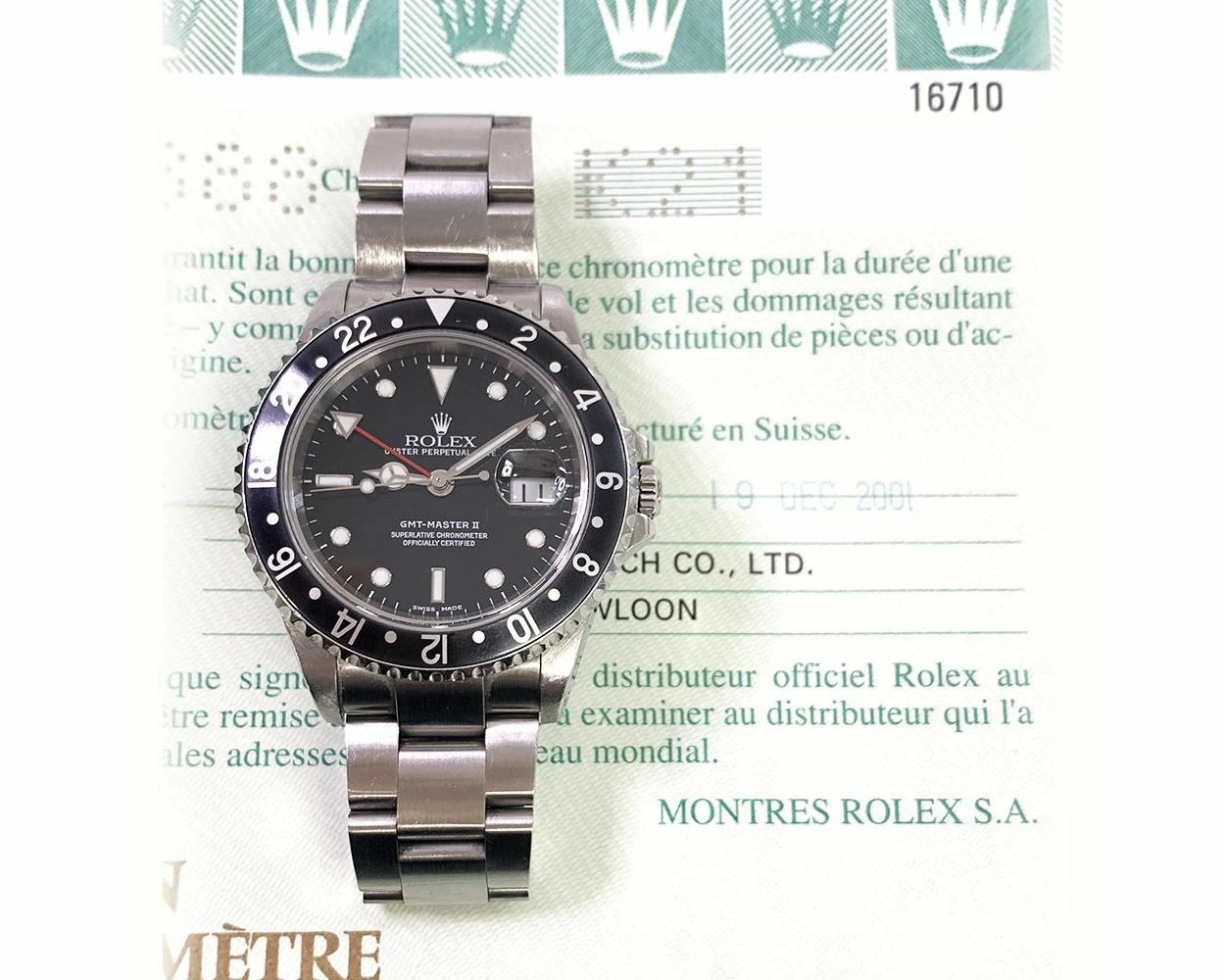 Rolex GMT Master II Black Dial Black Bezel Steel 16710