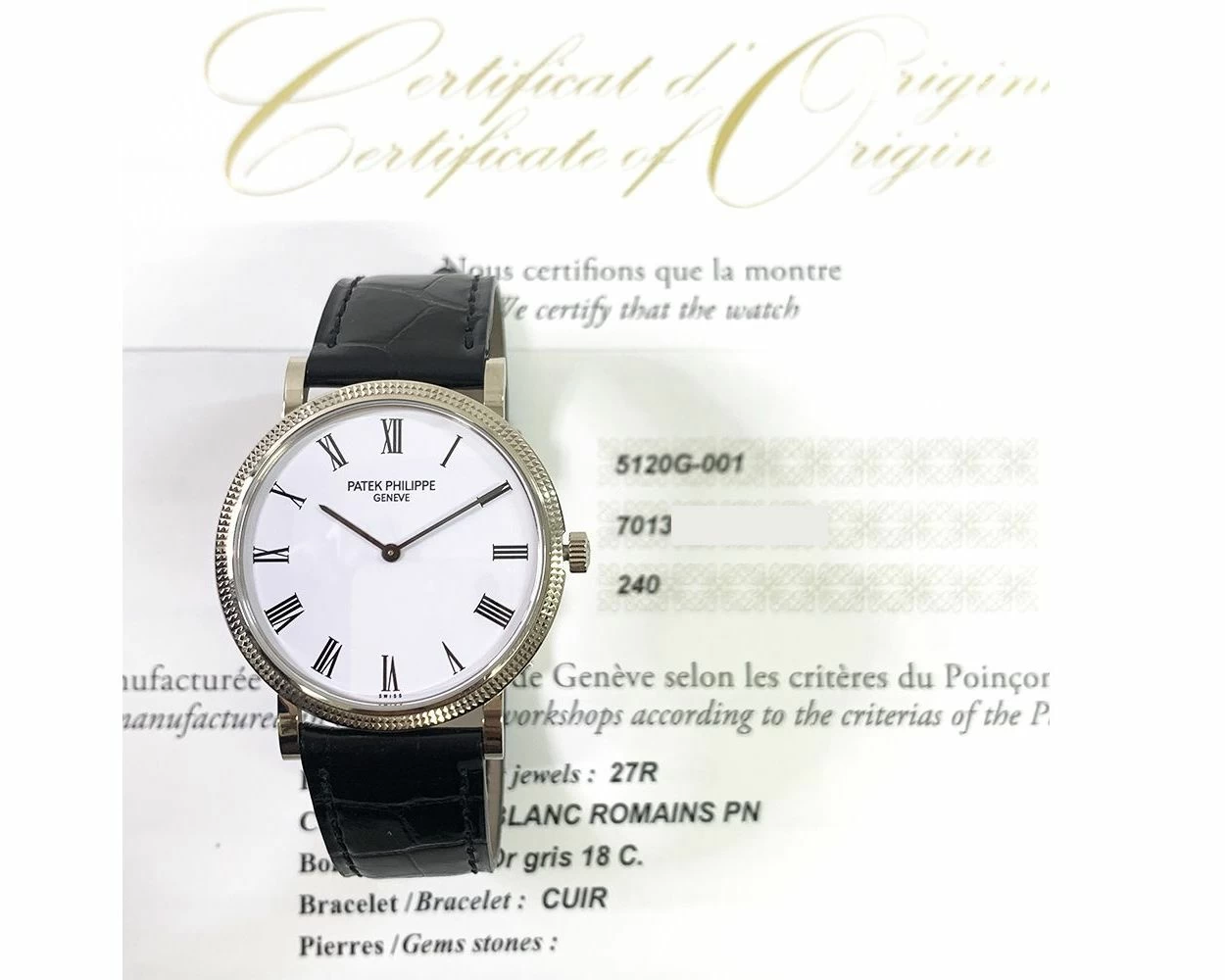 Buy Patek Philippe Calatrava 5120G 001 White Roman Dial SKU 8635