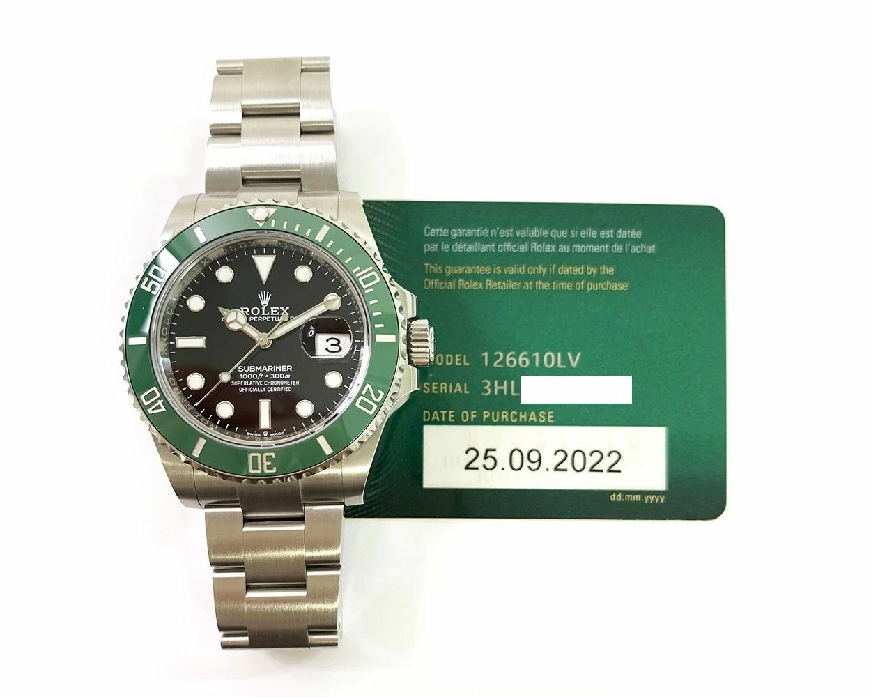 Rolex 126610LV Kermit Submariner Green Bezel Black Dial Stainless Steel Watch