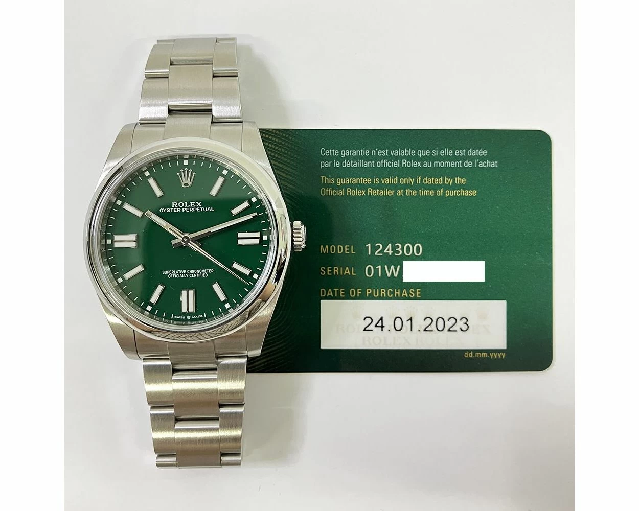 Rolex Oyster Perpetual 41 Stainless Steel - Green Index Dial - Oyster Bracelet (Ref#124300)