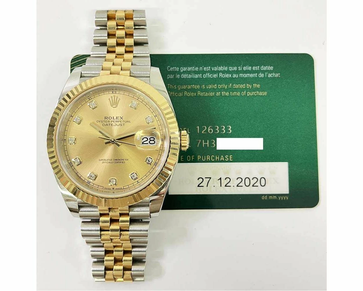 Rolex Datejust 41 Yellow Gold/Steel Champagne Diamond Dial Fluted