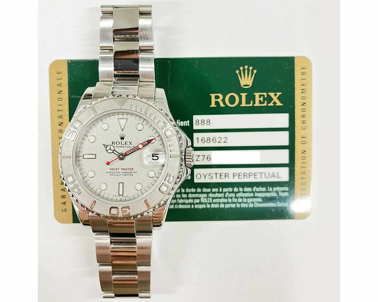 Buy Genuine Rolex Yacht-Master 168622 - Platinum Dial