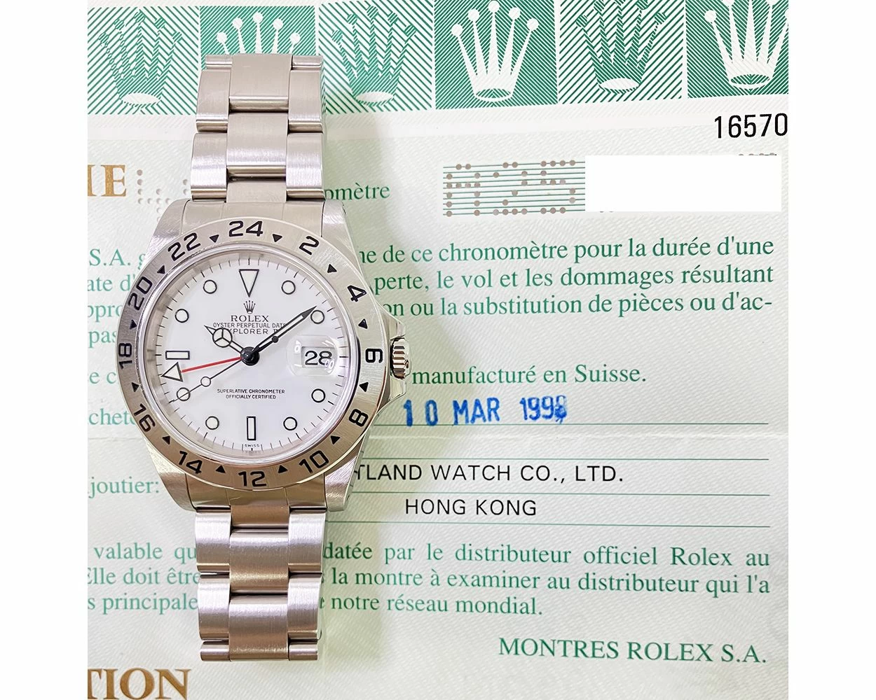 Buy Genuine Used Rolex Explorer II 16570 Watch White Dial SKU 5324