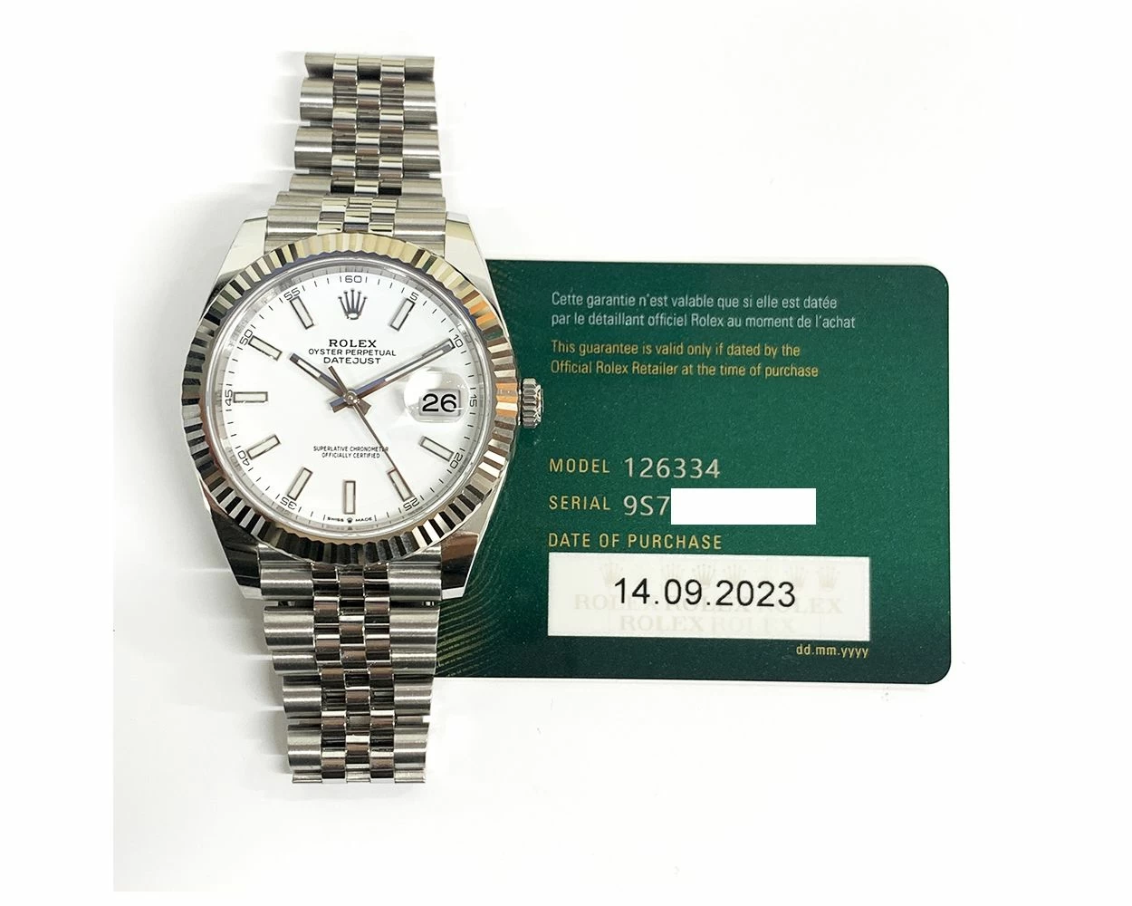 Rolex Datejust 41 White Dial Steel White Gold 126334