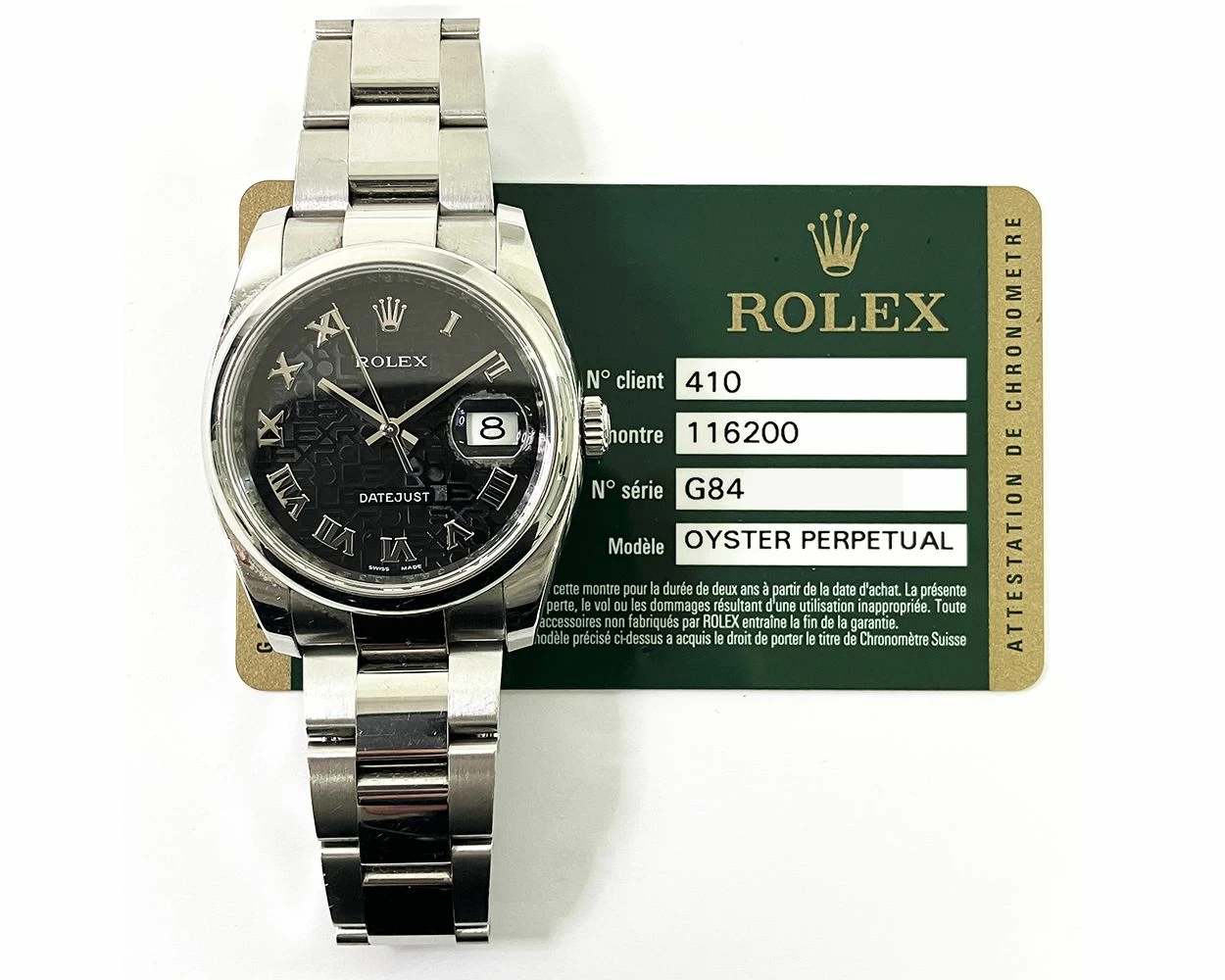 Rolex Datejust 36 Black Jubilee Roman Dial Steel 116200
