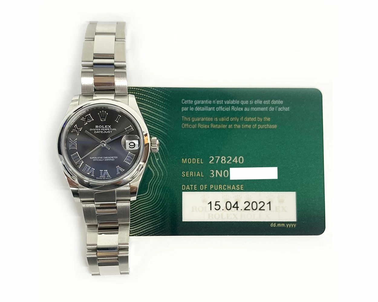 Rolex Datejust 31 Dark Grey Roman Dial Stainless Steel 278240