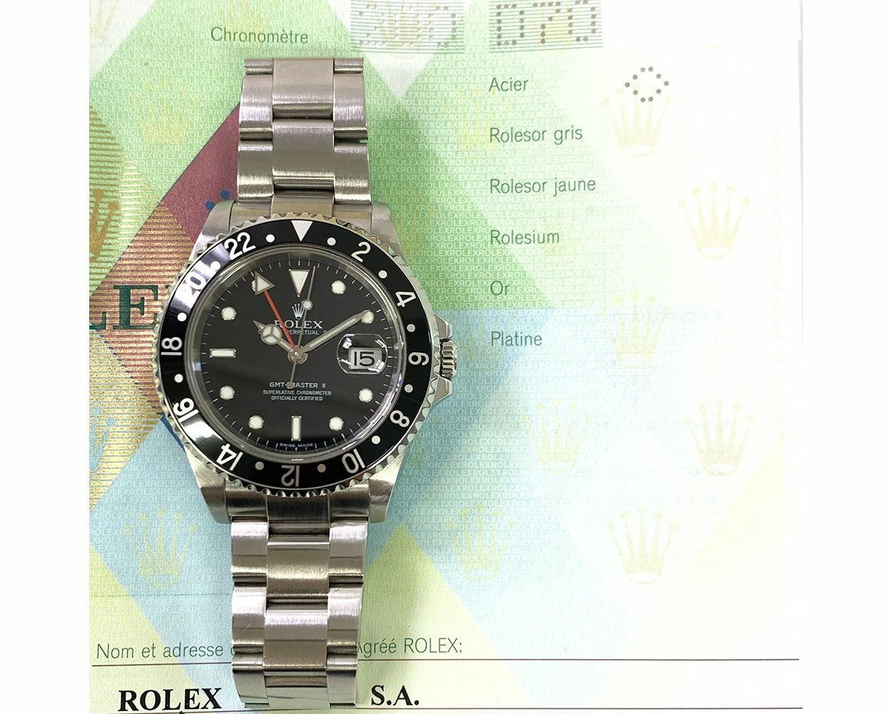 Buy Genuine Used Rolex GMT Master II 16710 Watch Black Dial SKU 4687