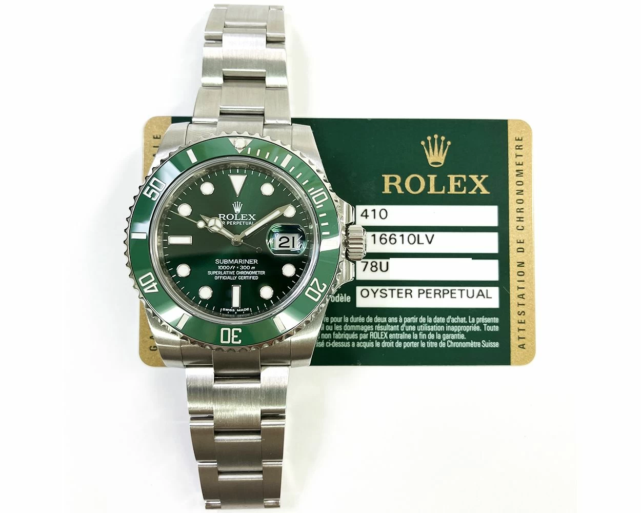 Buy Genuine Used Rolex Submariner Date 116610LV Watch Green Dial