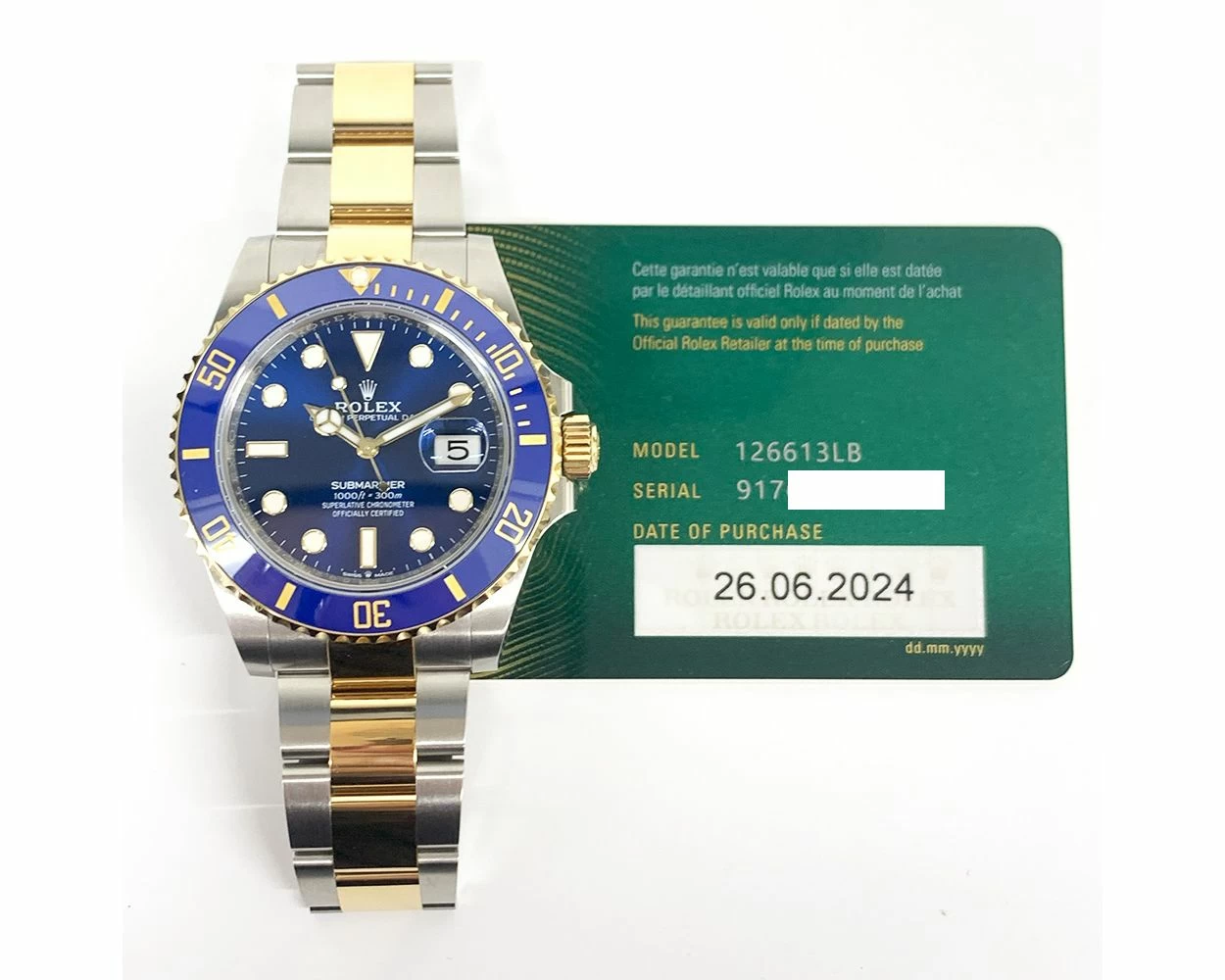 Buy Genuine Used Rolex Submariner Date 126613LB Watch Blue Dial SKU 9306