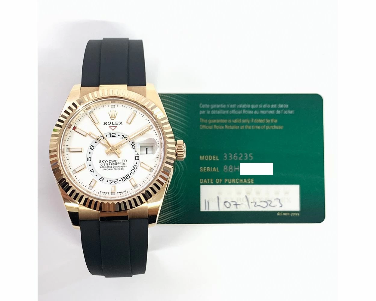 2023 Rolex Sky Dweller 42mm Rose Gold Intense White Dial 336235 Box Papers