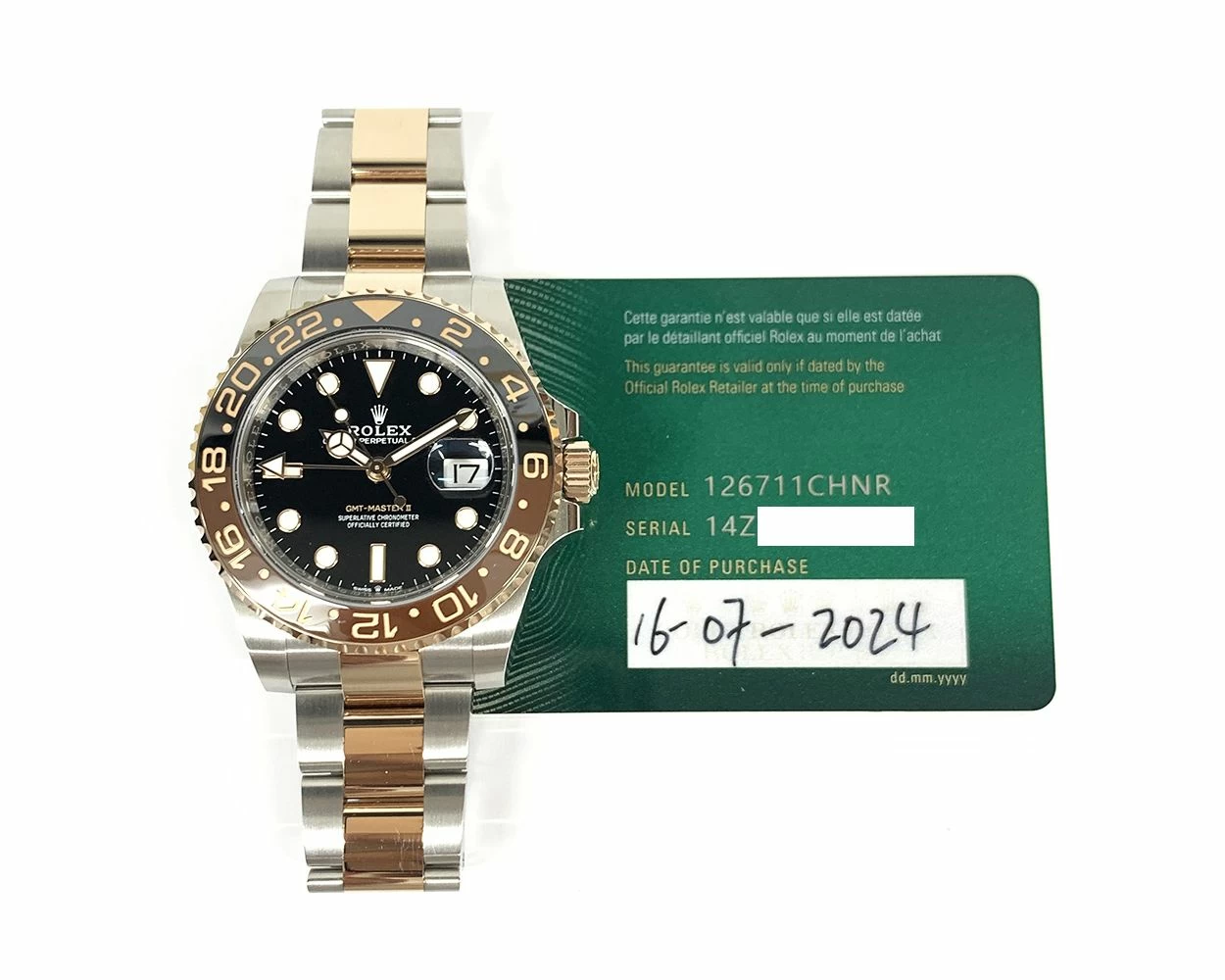 Buy Genuine Used Rolex GMT Master II 126711CHNR Watch Black Dial SKU 8399