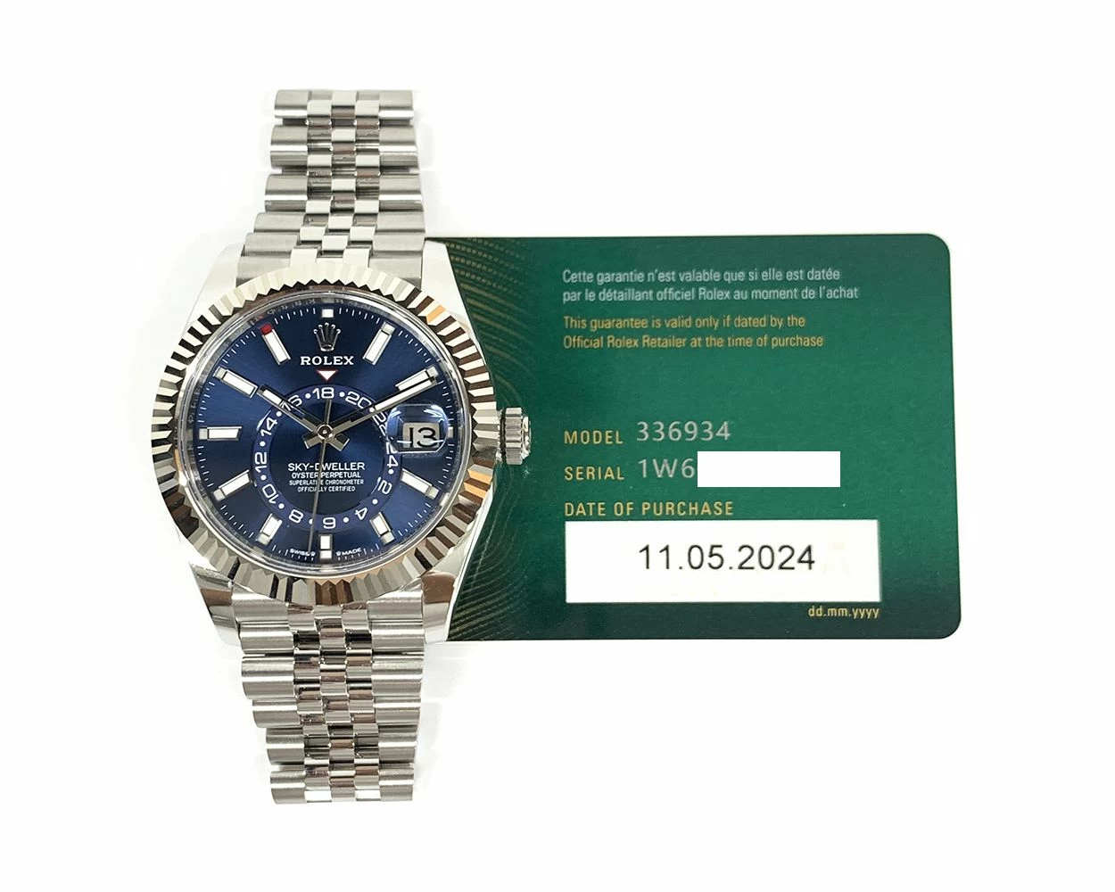 Buy Genuine Used Rolex Sky Dweller 336934 Watch Bright Blue Dial SKU 9499