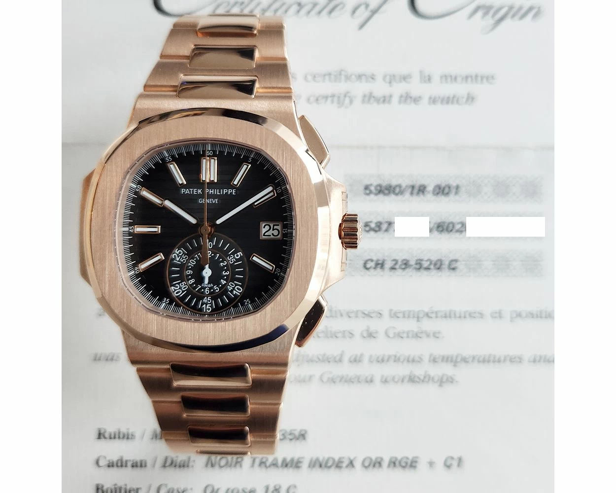 2015 Patek Philippe Nautilus Chronograph 40.5mm Rose Gold 5980 1R 001 Box Papers