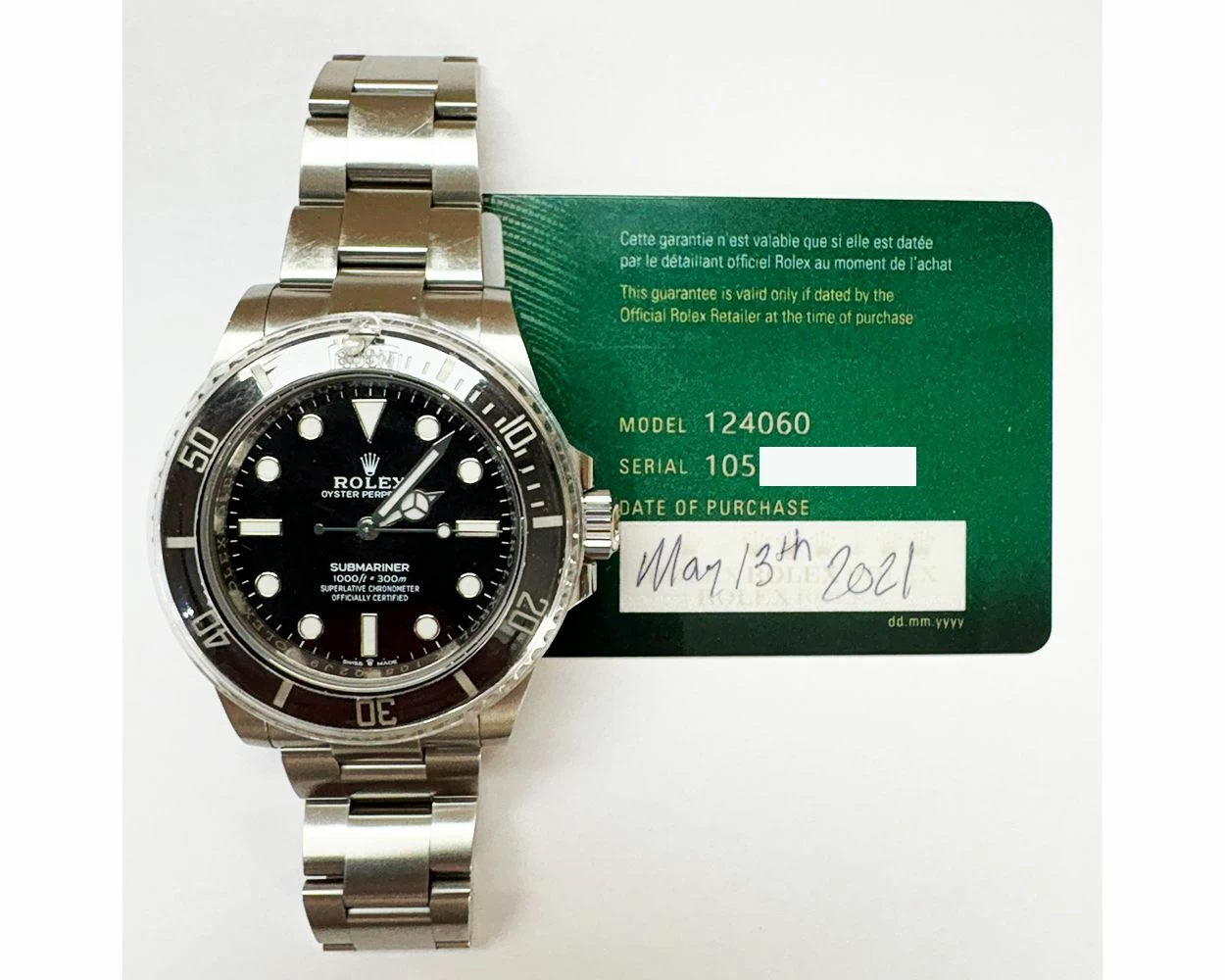 Buy Genuine Used Rolex Submariner 124060 Watch Black Dial SKU 8094