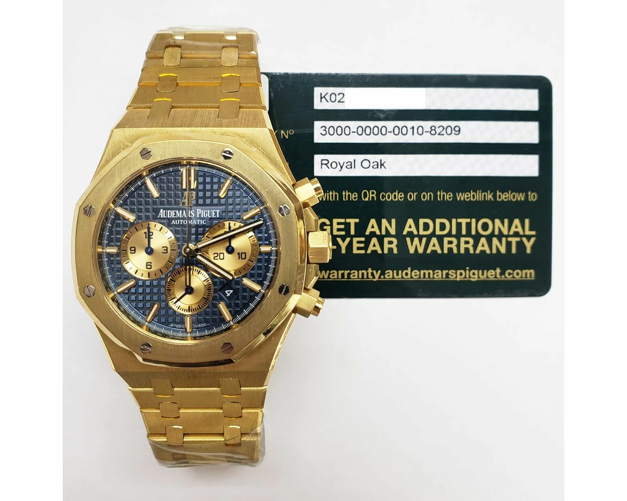 2018 Audemars Piguet Royal Oak Chronograph 41mm Yellow Gold Blue Dial 26331BA.OO.1220BA.01 Box Papers