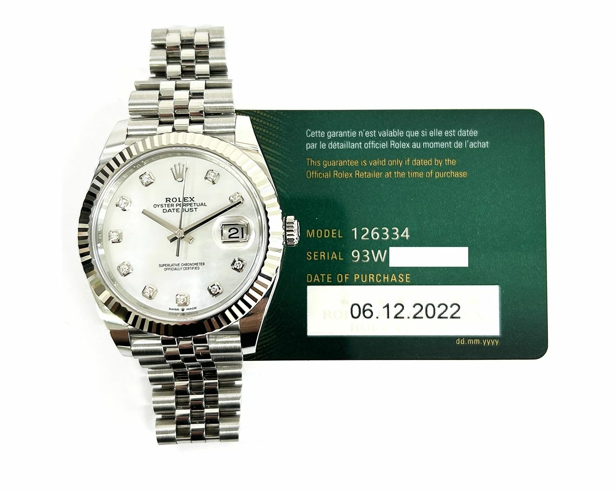 Rolex datejust 41 mother of pearl diamond dial on sale