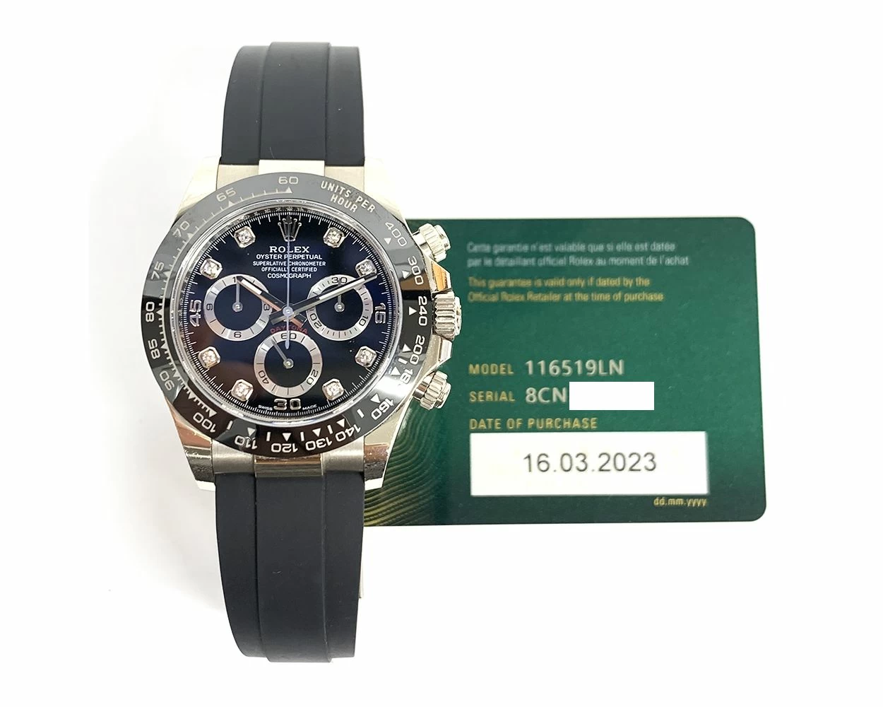 Buy Genuine Used Rolex Cosmograph Daytona 116519LN Watch Black Dial SKU 9956