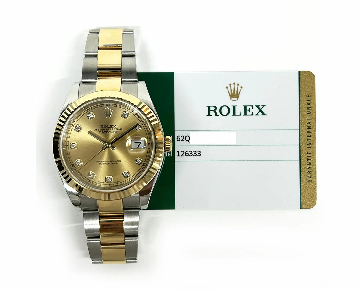 2018 Rolex Datejust 41 126333 Steel Gold Champagne Diamond Box Papers
