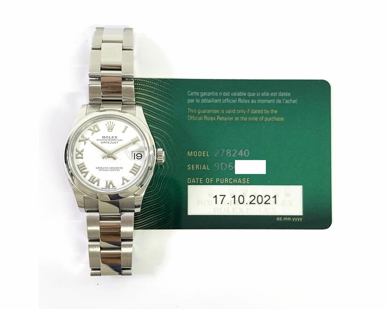 Buy Genuine Used Rolex Datejust 31 278240 Watch White Dial SKU 9527