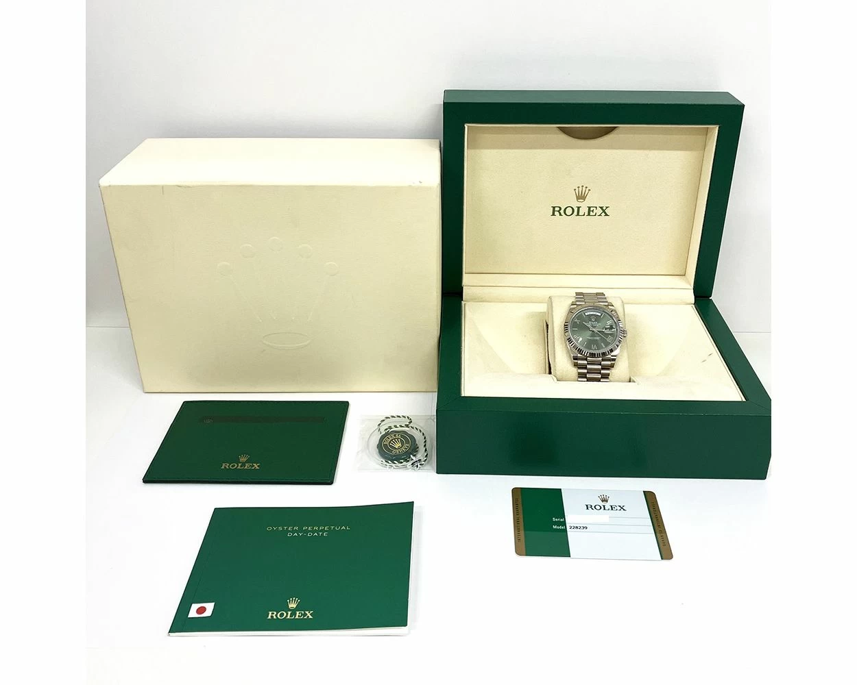 Buy Genuine Used Rolex Day Date 40 228239 Watch Olive Green Dial SKU 10366