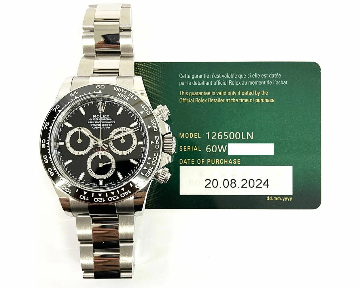 Buy Genuine Used Rolex Cosmograph Daytona 126500LN Watch Black Dial SKU 10374