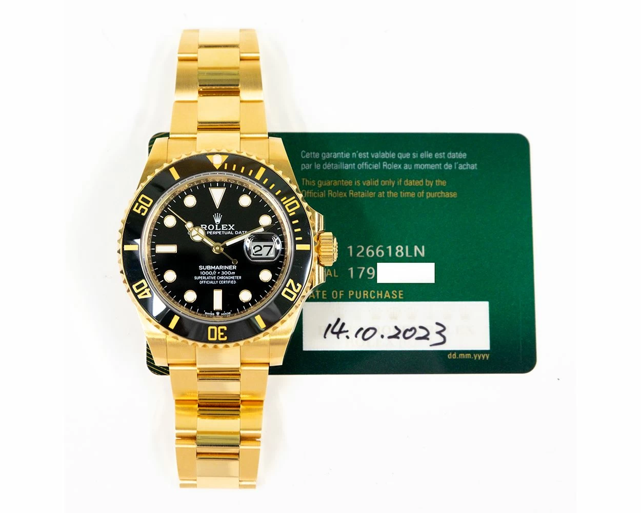 Buy Genuine Used Rolex Submariner Date 126618LN Watch Black Dial