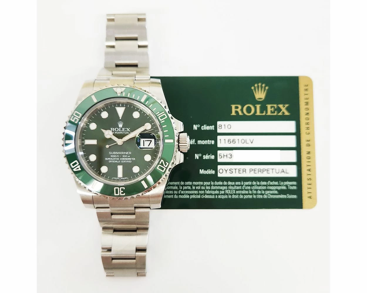 Buy Genuine Used Rolex Submariner Date 116610LV Watch Green Dial SKU 8026
