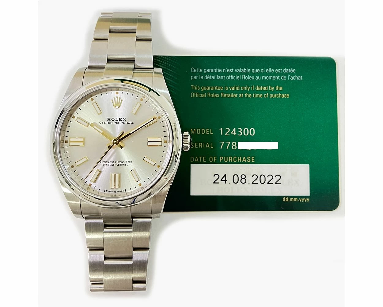 Buy Genuine Used Rolex Oyster Perpetual 41 124300 Watch Silver Dial SKU 10105