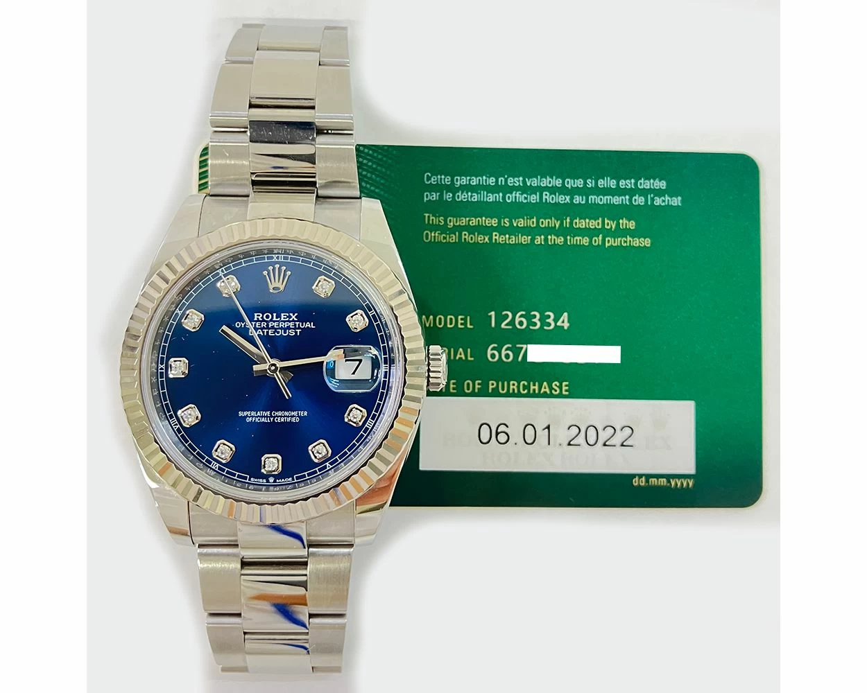 Buy Genuine Used Rolex Datejust 41 126334 Watch Bright Blue Dial SKU 9163