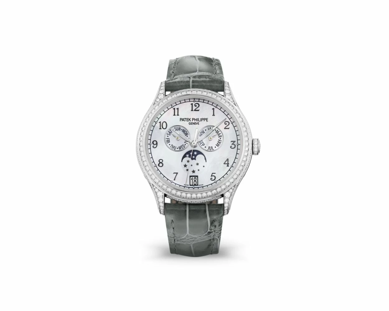 Patek Philippe Complications 38mm White Gold White Mother of Pearl 4948G 010 Box Papers
