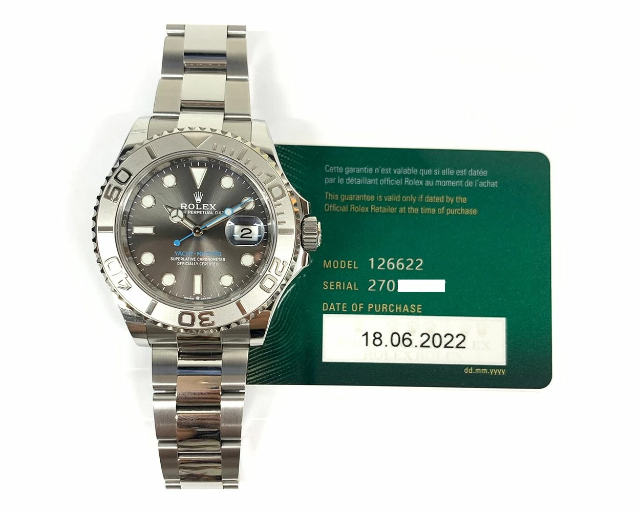 Buy Genuine Used Rolex Yacht Master 40 126622 Watch Slate Dial SKU 8560