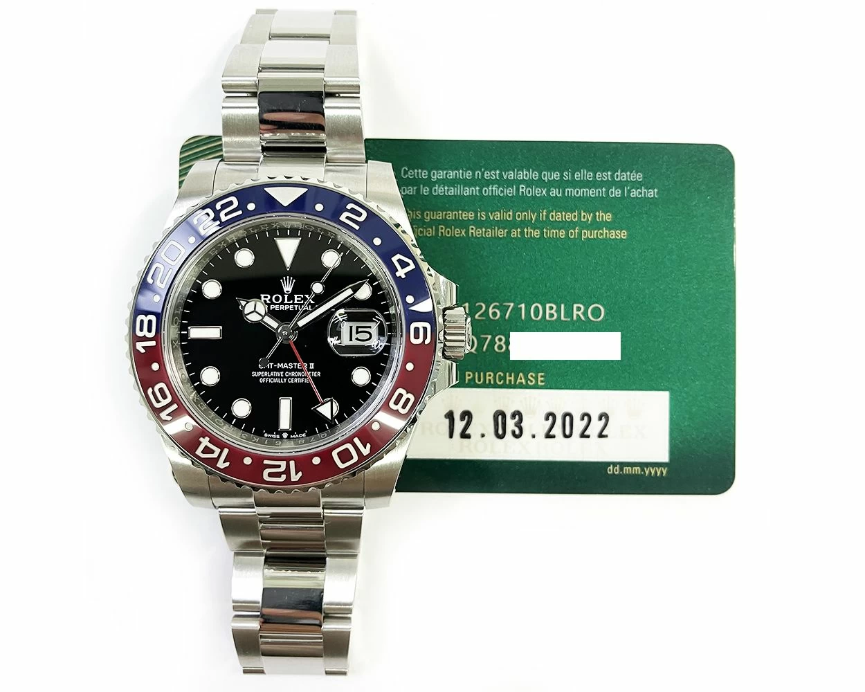 ロレックス GMTマスターII 126710BLRO 保証書2018年 付属品完品 ランダムシリアル ROLEX 中古メンズ 腕時計 送料無料