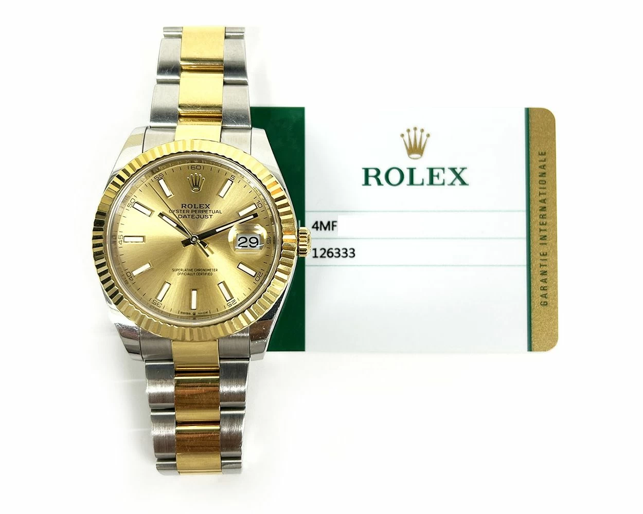 2020 Rolex Datejust 41 126333 Steel Yellow Gold Champagne Index Box Papers