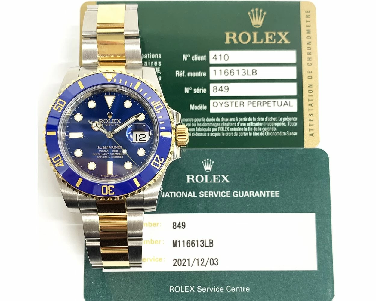 Buy Genuine Used Rolex Submariner Date 116613LB Watch Blue Dial