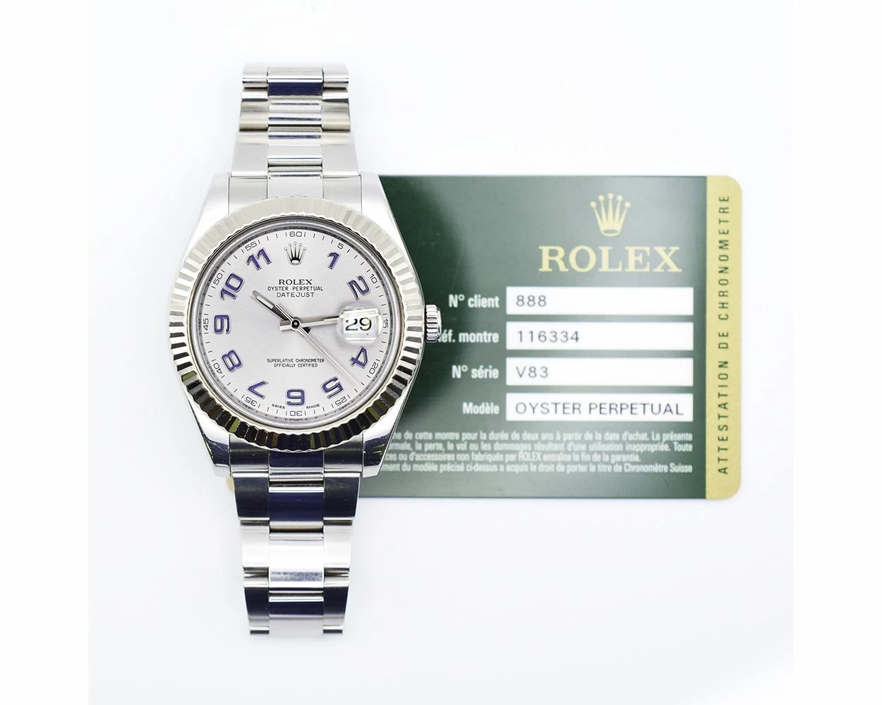 Buy Genuine Used Rolex Datejust II 116334 Watch Silver Dial
