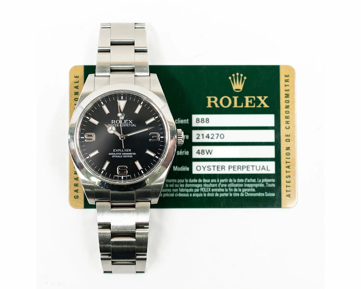 Buy Genuine Used Rolex Explorer 214270 Watch Black Dial SKU 8294