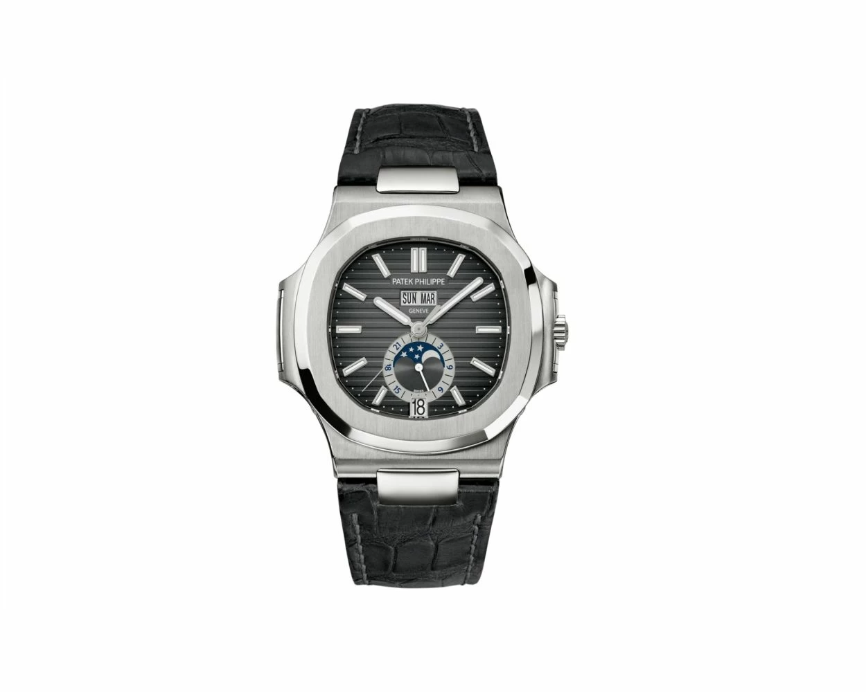 Patek philippe black leather strap on sale