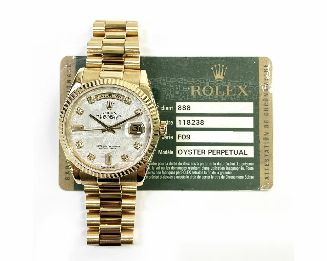 Buy Genuine Used Rolex Day-Date 36 118238 Watch Meteorite Dial