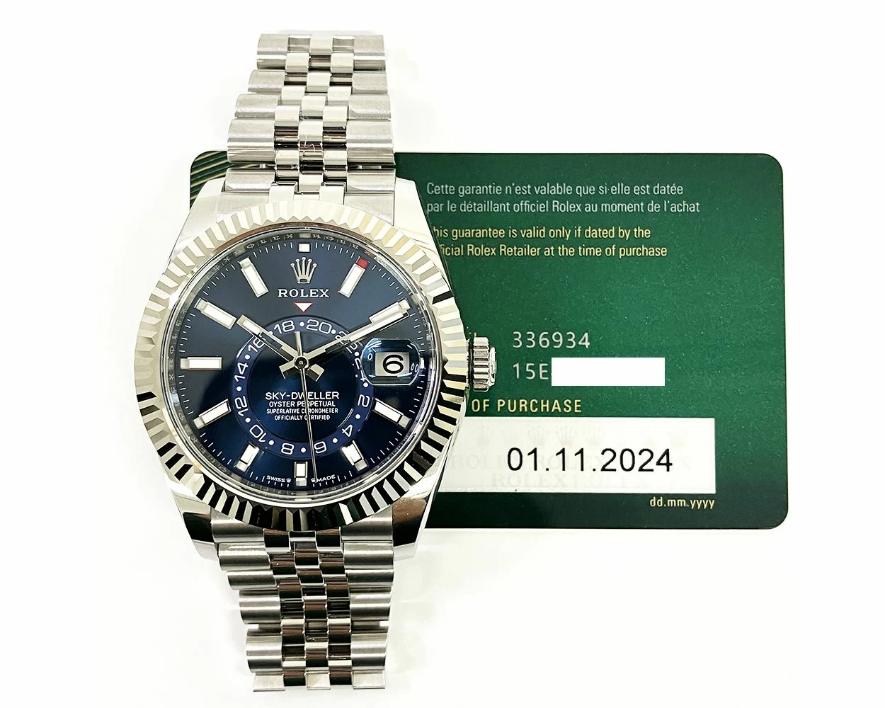Rolex Sky-Dweller Rose Gold Blue-Green Index Dial Jubilee