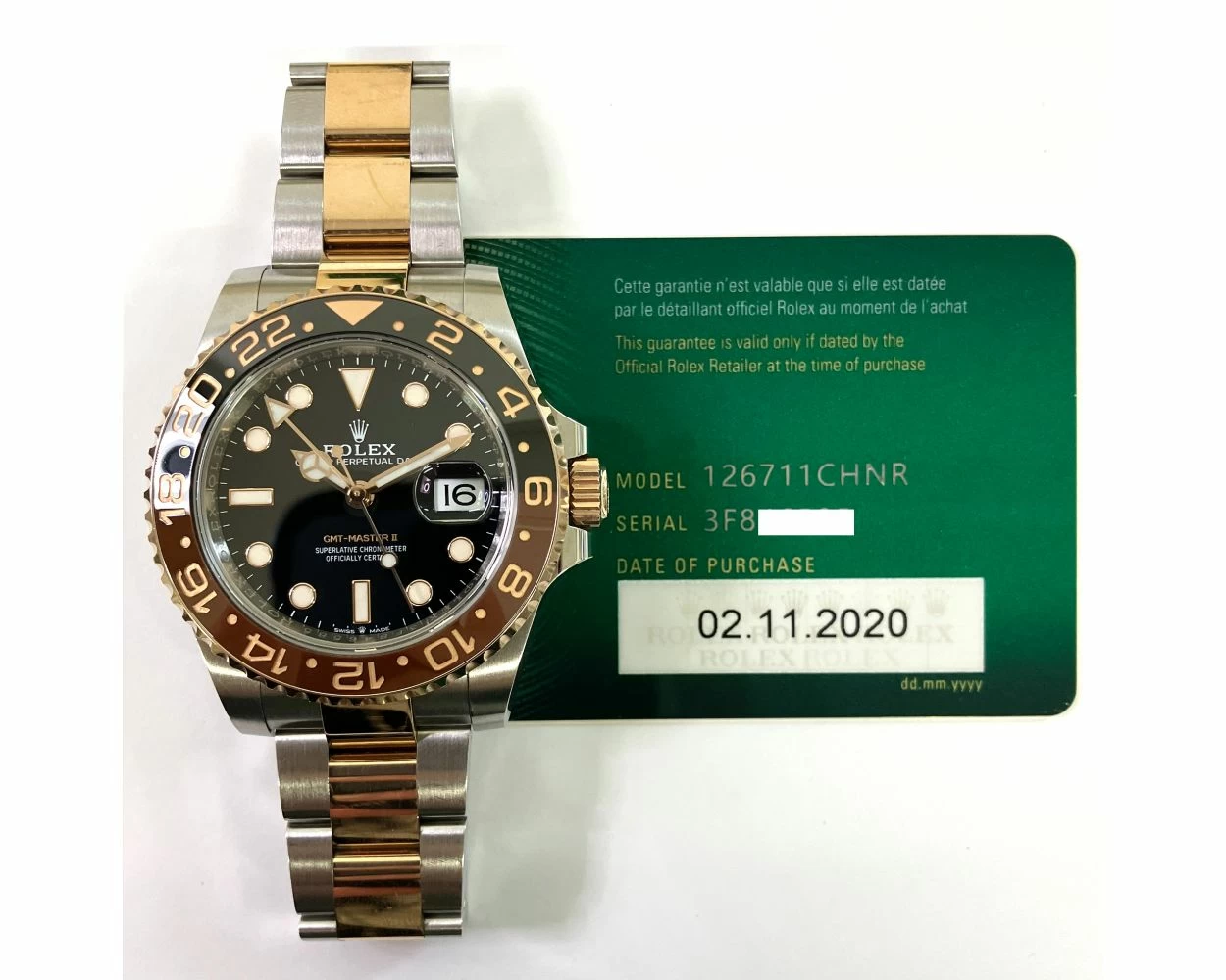 Buy Genuine Used Rolex GMT Master II 126711CHNR Watch Black Dial SKU 8281
