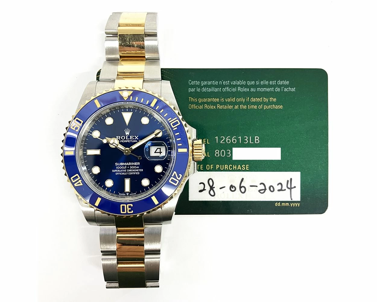 2024 Rolex Submariner Date 'Bluesy' 126613LB, 41mm, Steel Gold, Blue  Dial, Box Papers