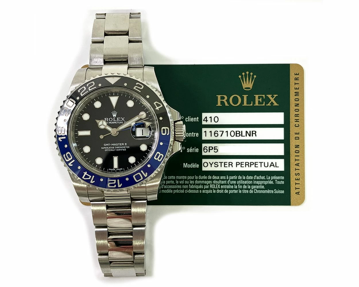 Rolex GMT Master II Black Dial Black Blue Batman Bezel Steel 116710BLNR