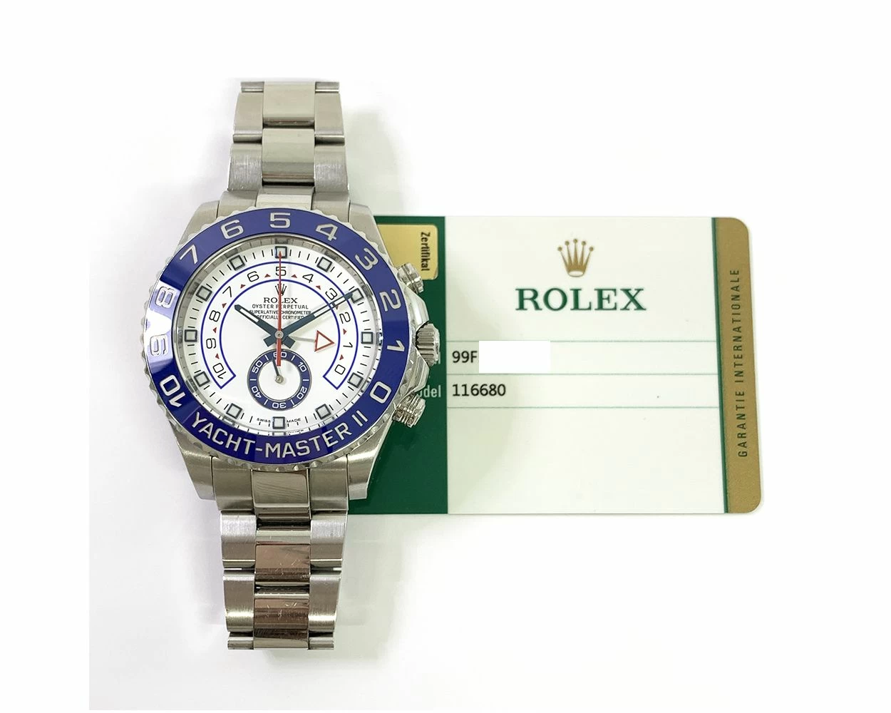 2015 Rolex Yacht Master II 44mm Stainless Steel White Dial 116680 Box Papers
